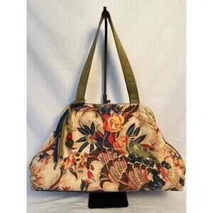 Atenti USA Made Large Floral Tapestry Satchel Handbag Purse